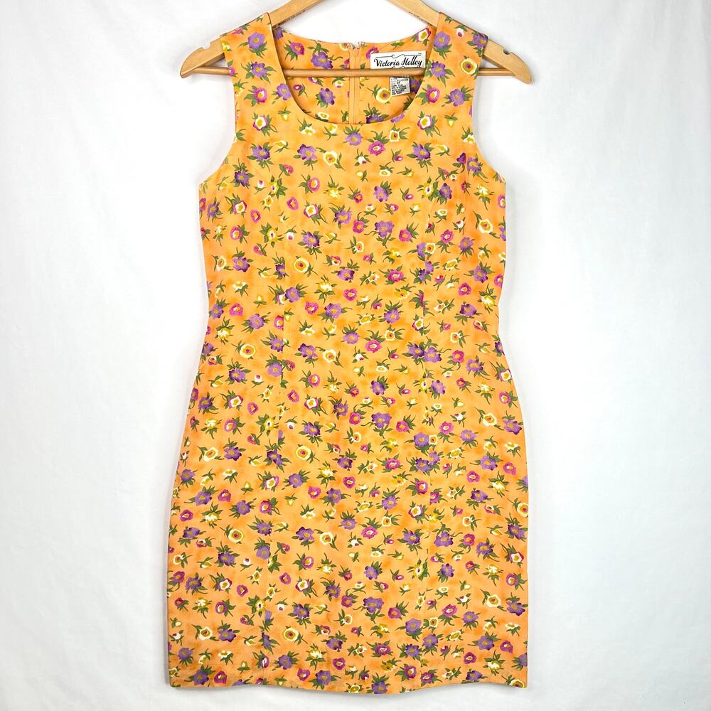 Vintage Victoria Holley Orange Floral Sleeveless Dress 6P